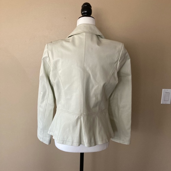 White Genuine Leather Jacket - Picture 3 of 8